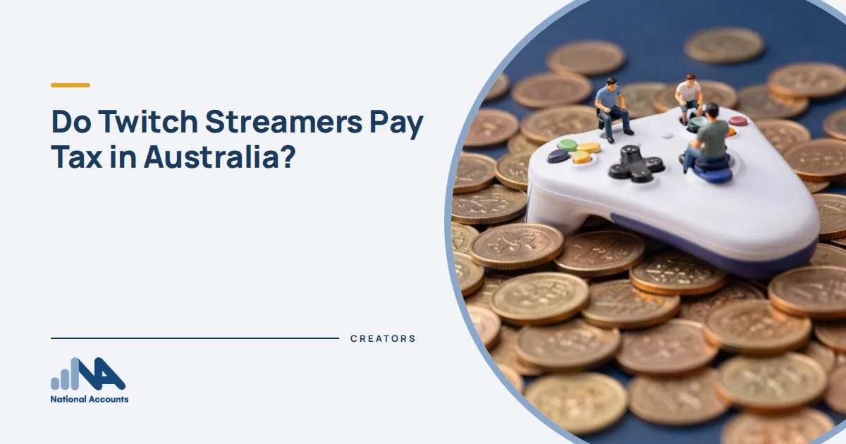 Do Twitch Streamers Pay Tax in Australia? Figurines riding a giant game controller like a boat through a sea of coins. National Accounts