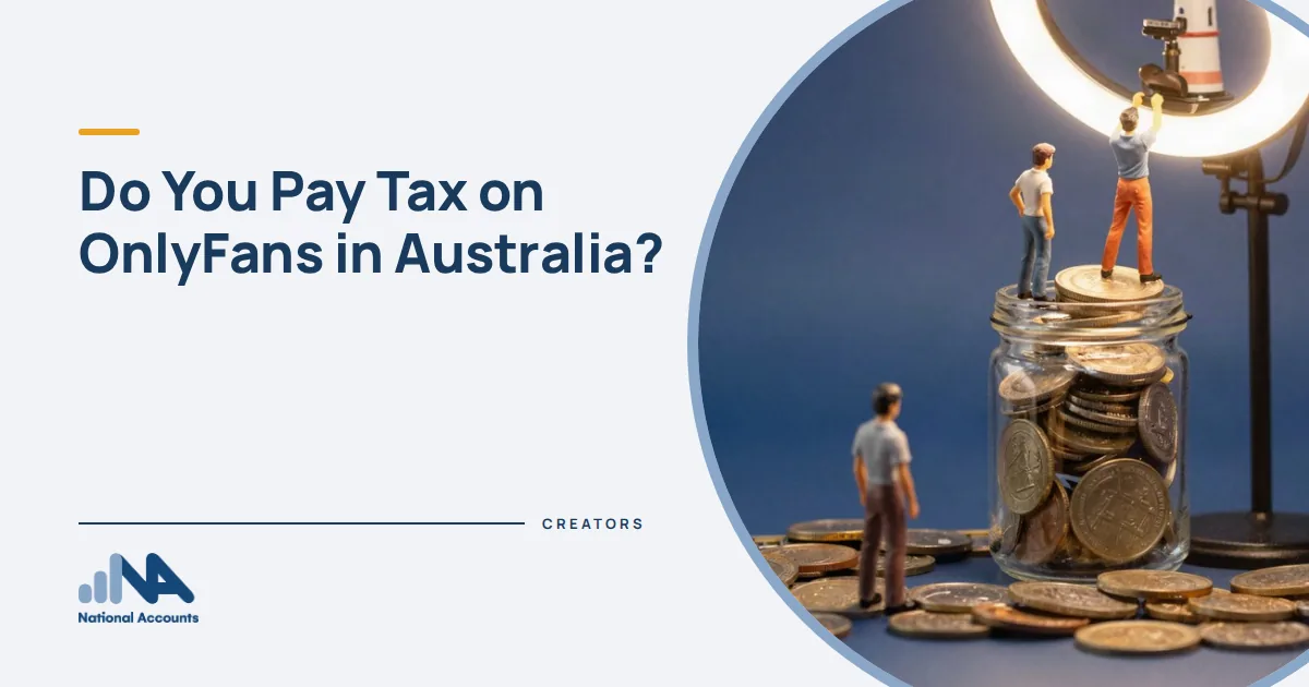 Do You Pay Tax on OnlyFans in Australia? Figurines tending a giant ring light like a lighthouse, a jar of coins at its base. National Accounts